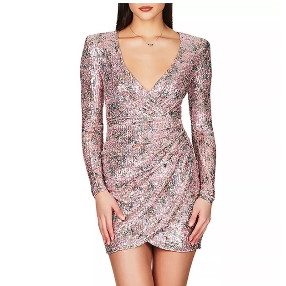 Nookie Forever Long Sleeve Sequin Mini Dress - Picture 1 of 10